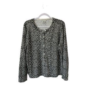 Leopard Print Long Sleeve Sweater Cardigan by Yarnworks